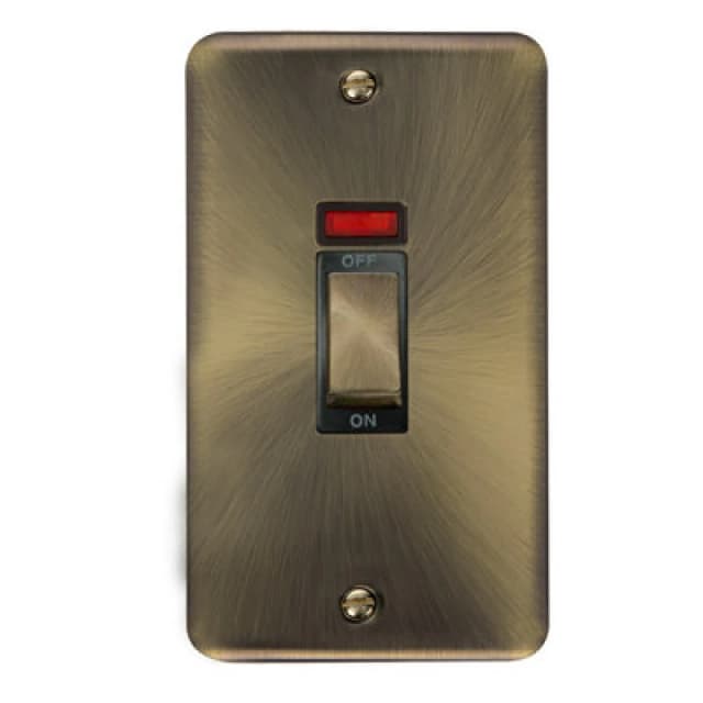 SE Home Curved Antique Brass 2 Gang Ingot Size 45A Switch With Neon Gold