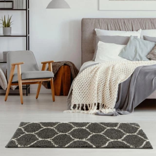 The Rugs Myshaggy Collection Rugs Trellis Design In Dark Grey 384D