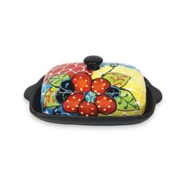 Verano Spanish Ceramics Classic Spanish Hand Painted Kitchen Dining Butter Dish 19Cm L X 12Cm W (Internal 4Cm H) Fish Scales
