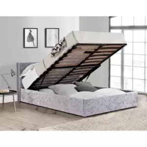 Berlin Crushed Velvet Ottoman Bed Frame Silver