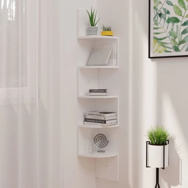 VIDAXL Vidaxl - Wall Corner Shelf High Gloss White 19x19x123cm Engineered Wood 8720286344354