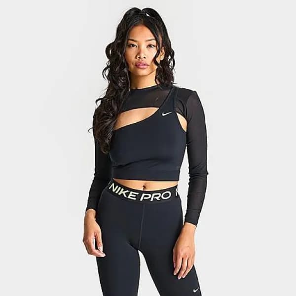 Womens Nike Pro Long-Sleeve Crop Top