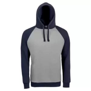 SOLS Unisex Seattle Contrast Raglan Hoodie (3XL) (Grey Marl/French Navy)