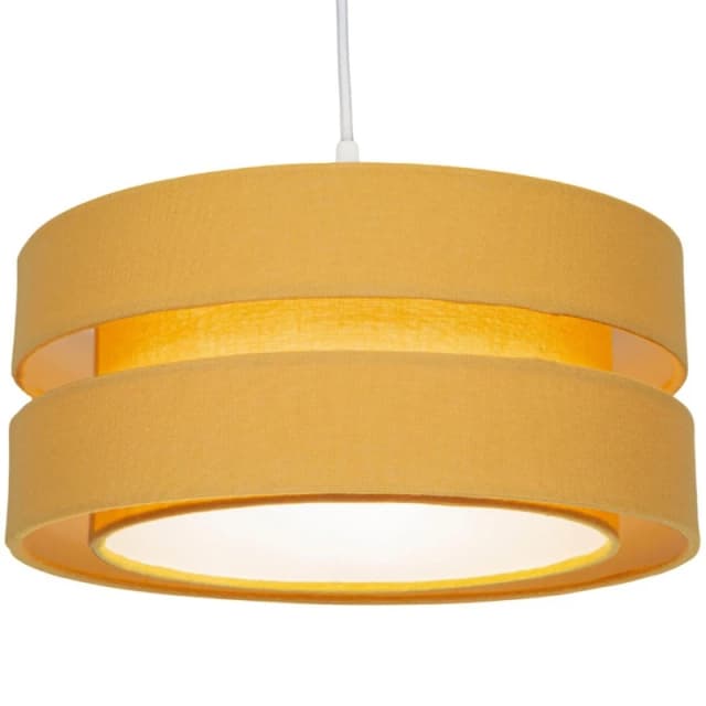 Happy Homewares Contemporary Linen Fabric Triple Tier Ceiling Pendant Light Shade in Mustard Size: 14" Mustard Unisex 14"