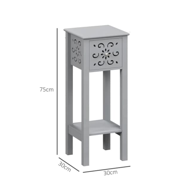 HOMCOM Bedside Table Set, End Table Set with Drawer and Storage Shelf, Grey 83B-178V80GY