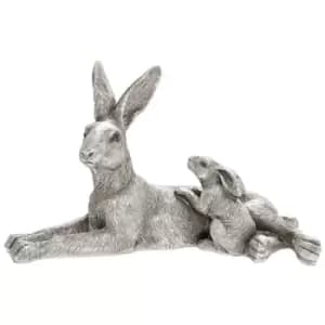 Reflections Silver Hare & Baby Lying Ornament