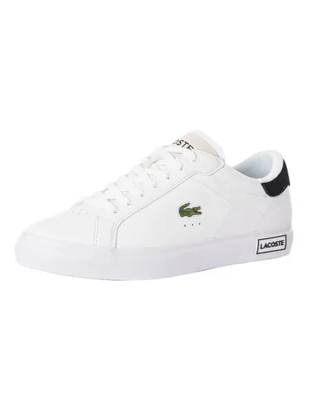 Lacoste Powercourt 124 2 SMA Leather Trainers White/Black 10 UK