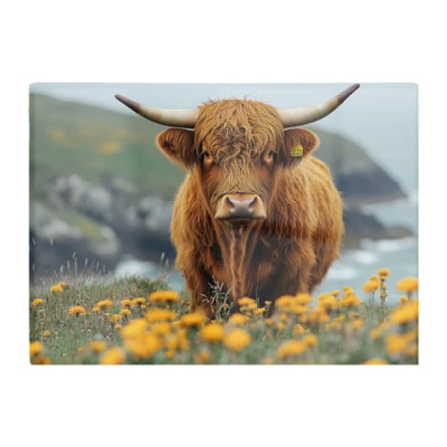 Warren Reed Designer Highland Cow By The Coast Glass Chopping Board