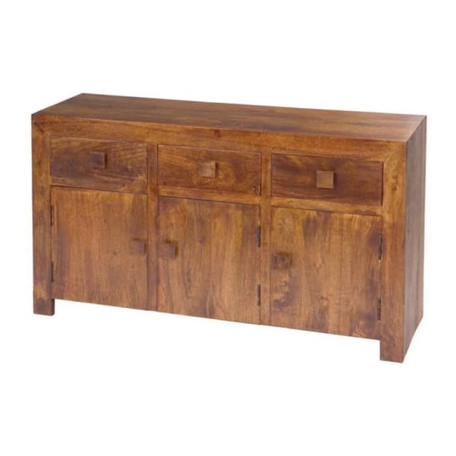 Jaipur Furniture Ltd 3 Door 3 Drawer Sideboard - Mango Wood - L45 x W135 x H76cm - Dark Finish in Brown Brown Unisex