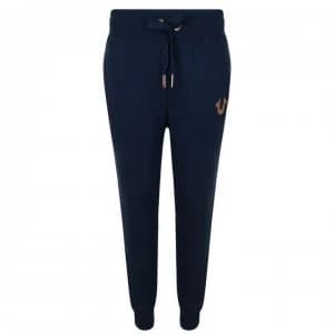 TRUE RELIGION Metallic Logo Jogging Bottoms - Navy/Rose Gold