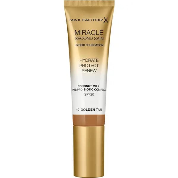 Max Factor Miracle Second Skin hydrating cream foundation SPF 20 shade 10 Golden Tan 30ml