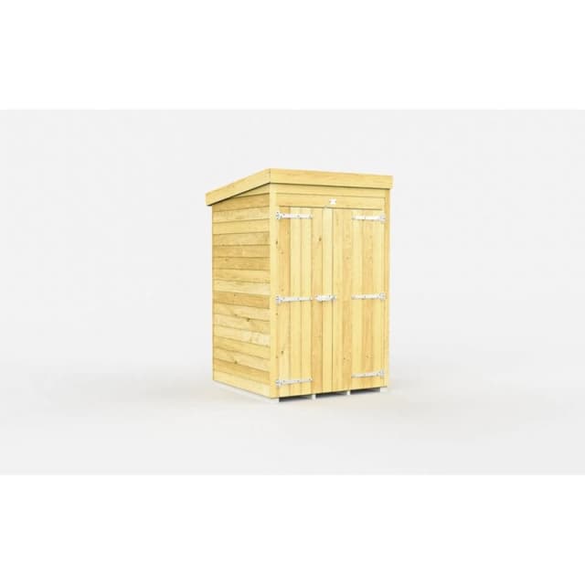 Buttercup Farm 4 x 4 Feet Pent Shed - Double Door W/O Windows - L118 x W127 x H201cm in Brown Brown Unisex