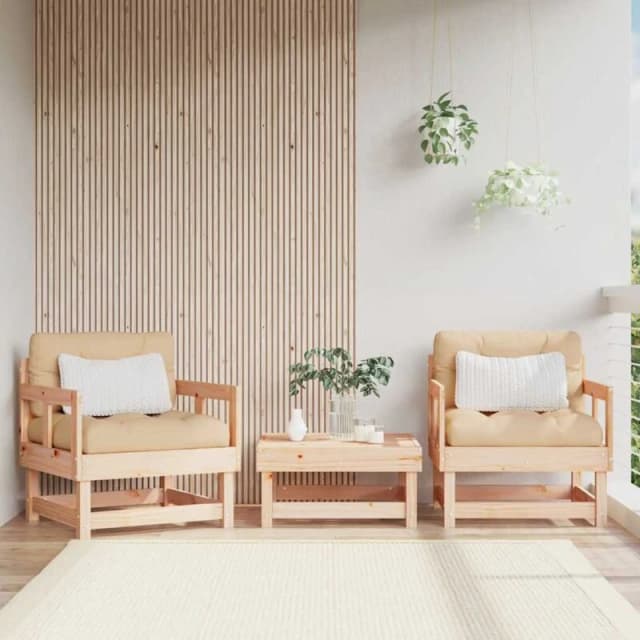 VIDAXL Garden Chairs with Cushions 2 pcs Solid Wood Pine vidaXL 8720845801656