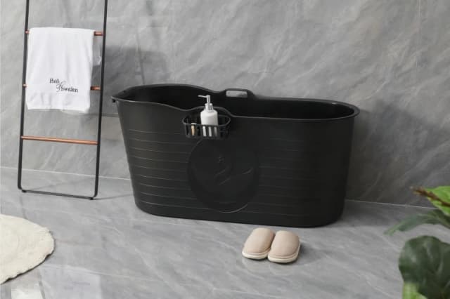 Fimous Bathtub Freestanding Bath for Hot Bath and Ice Bath for Small Bathroom Black Black
