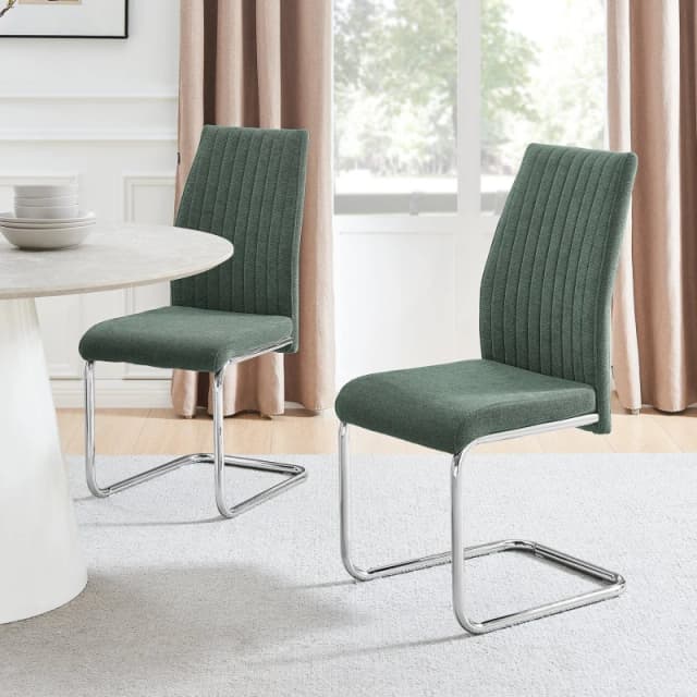 FurnitureboxUK FurnitureboxUK Lorenzo 2x Fabric Silver Leg Dining Chair in Green Green One Size Unisex 5056657188658