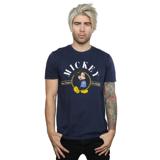 Disney Men Mickey Mouse True Original T-Shirt in Navy Size: Small Navy S Male 5059568793805