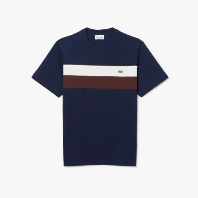 Lacoste Colour Block T-Shirt Navy/White/Brown S