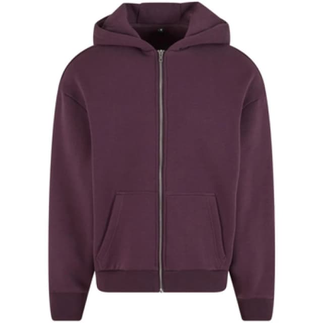 Build Your Brand Mens Fluffy Full Zip Hoodie in Purple Size: XS Purple Male XS