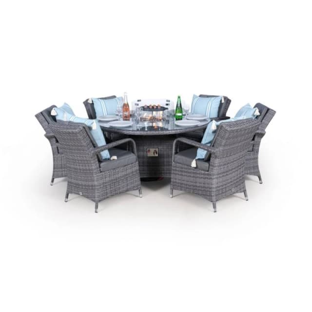 Thats Furniture Arizona Fire Pit 6 Seater Round Rattan Dining Set in Grey Grey Unisex