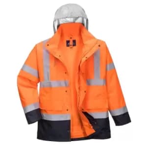 Oxford Weave 300D Class 3 Hi Vis 4-in-1 Traffic Jacket Orange / Navy 3XL