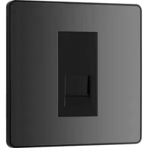 BG Evolve Chrome ( Ins) Single Secondary Telephone Socket in Black Polycarbonate/Steel