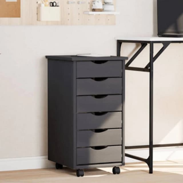 VIDAXL Rolling Cabinet with Drawers moss Grey Solid Wood Pine Vidaxl 355890