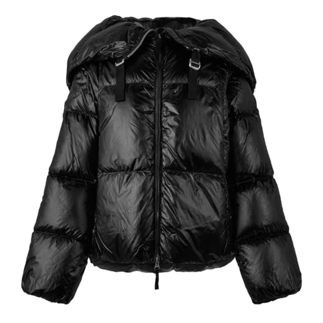 Parajumpers Womens Water Flower Hooded Water Resistant Windproof Duck Down Short Puffer Jacket Black female 12 (M)