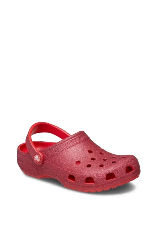 Crocs Unisex Classic Glitter Clogs Cherry Red W4/M3