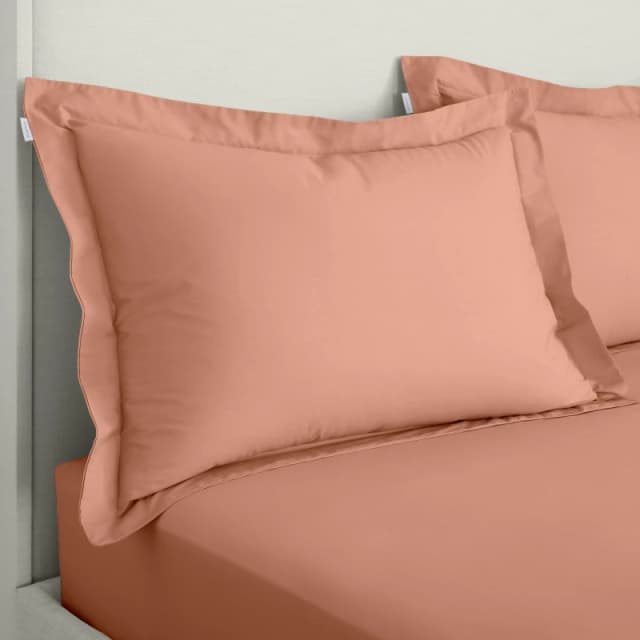 Bianca '200 Thread Count Cotton Percale' Oxford Pillowcases Terracotta