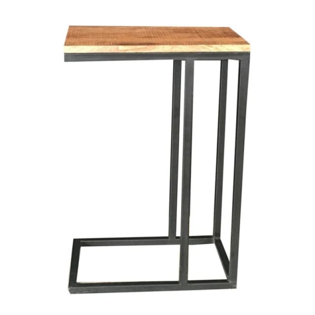 Jaipur Furniture Ltd Industrial Side Table -Sawn Finish - Mango Wood/Iron - L25 x W40 x H60cm - PP Sawn Finish in Brown Brown Unisex