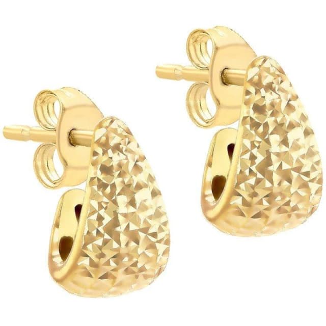 Be You 9ct Gold Diamond Cut Wide J-Shape Stud Earrings Yellow Gold female One Size