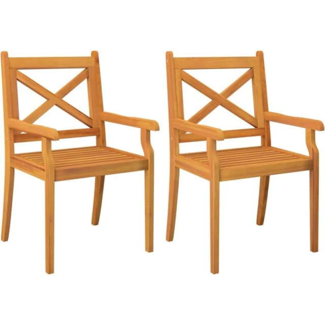 vidaXL Outdoor Dining Chairs 2 pcs Solid Wood Acacia, Brown 310305