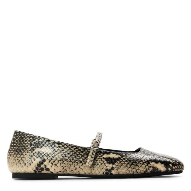 Steve Madden Womens Ezri Ballet Pumps Lt. Beige Snake female 3 (36)