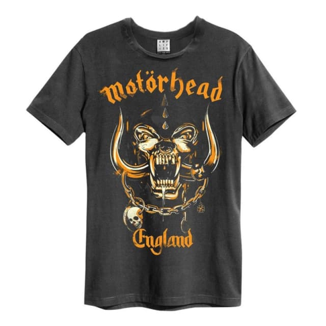 Amplified Amplified Men Bronze England Motorhead T-Shirt in Charcoal Size: Small Charcoal S Male 5063470408566