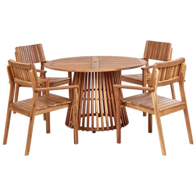 Beliani Garden Dining Set 4 Seater Agello Acacia Wood Brown