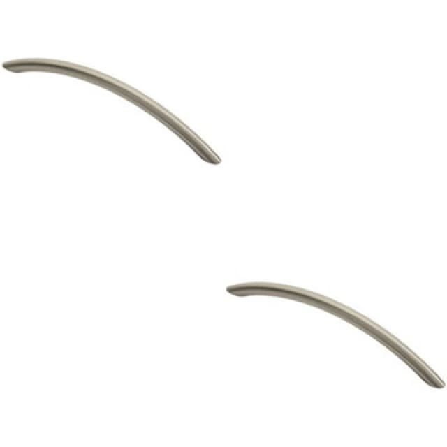Loops 2x Curved Bow Cabinet Pull Handle 190 x 10mm 160mm Fixing Centres Satin Nickel Metallics unisex