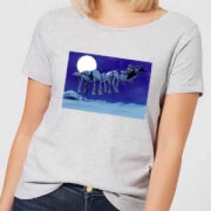 Star Wars AT-AT Darth Vader Sleigh Womens Christmas T-Shirt - Grey - 3XL