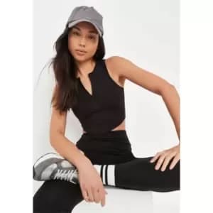 Missguided Detail Racer Neck Crop Top - Black