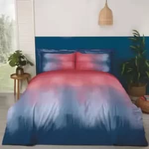 Ombre Red & Blue Double Duvet Cover Set Faded Bedding Bed Set Bed Linen - Red - Rapport