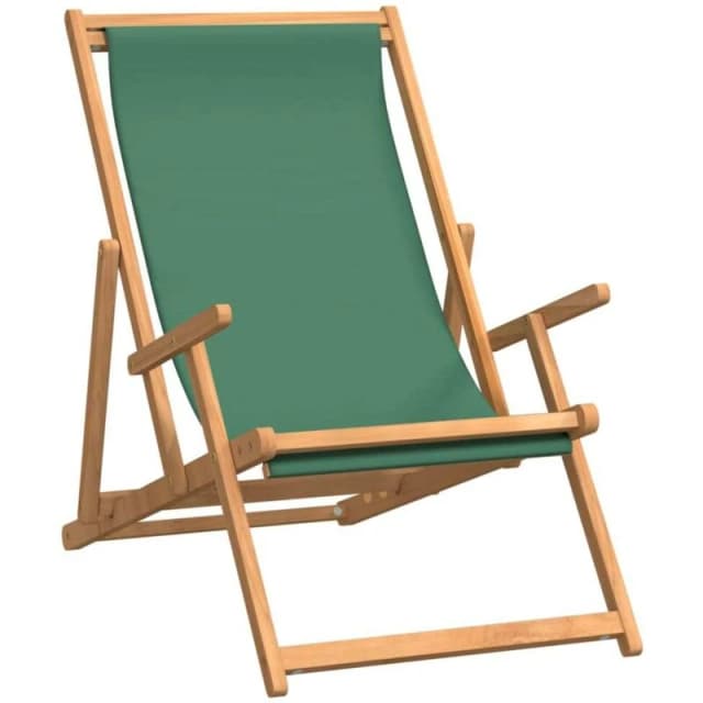 VIDAXL Folding Beach Chair Solid Wood Teak Green Vidaxl 8720286766729
