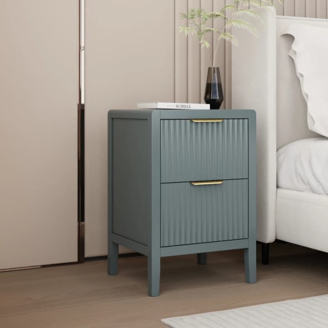 Cabinet Bits Castel 2 Drawer Bedside Table in Grey Grey Unisex
