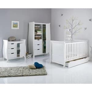 Obaby Stamford Classic Sleigh 3 Piece Room Set - White
