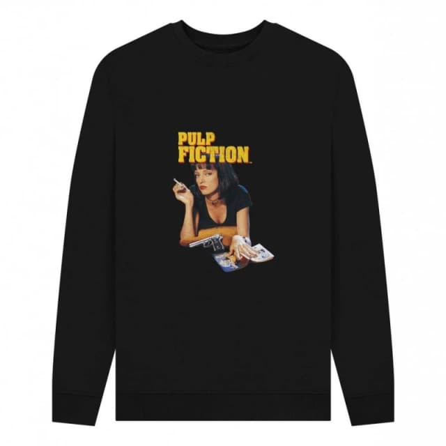 Pulp Fiction Mens Mia Wallace Vintage Sweatshirt in Black Size: Small Black Male S