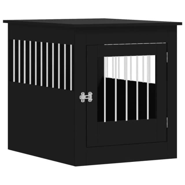 vidaXL Dog Crate Furniture Black 64.5x80x71cm Engineered Wood, Black 838331
