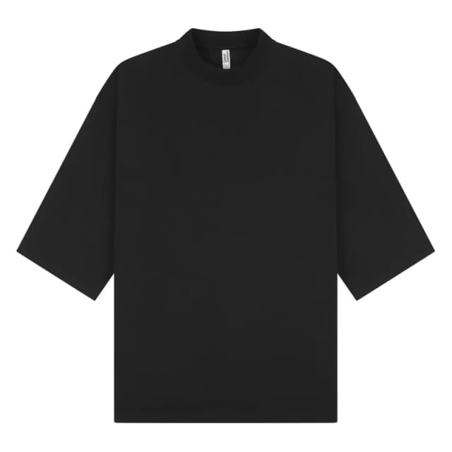 Casual Classics Mens Combed Ringspun Cotton Extended Neckline Oversized Short-Sleeved T-Shirt in Black Size: XS Black Male XS