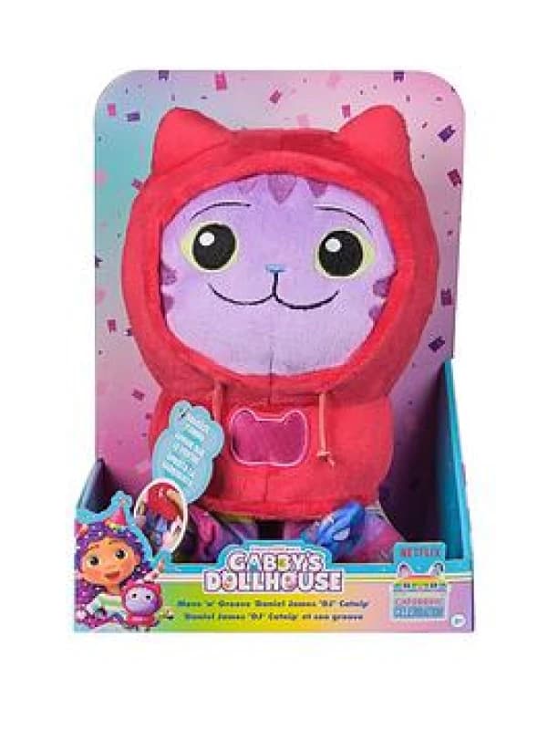 Gabby's Dollhouse Move & Groove Daniel James DJ Catnip Plush Toy 25cm-Tall Stuffed Animal with Moving Arms Kids Toys for Girls & Boys Aged 3+