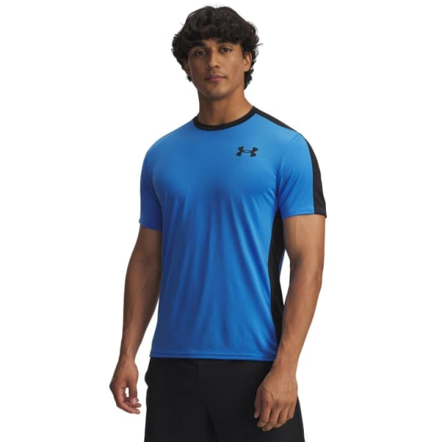 Under Armour Mens HG Wordmark Short-Sleeve Performance Gym Top Blue Atlantis male M