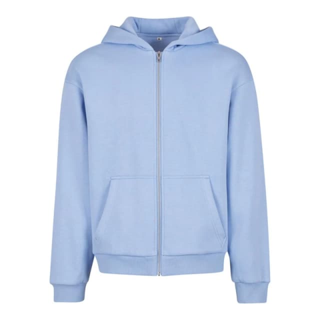Build Your Brand Mens Fluffy Full Zip Hoodie in Blue Size: XS Blue Male XS