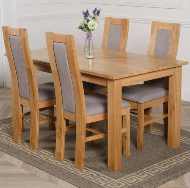 Thats Furniture Oslo 150 x 90cm Medium Oak Dining Table & 4 Stanford Chairs in Brown Brown Unisex 150 x 90 cm