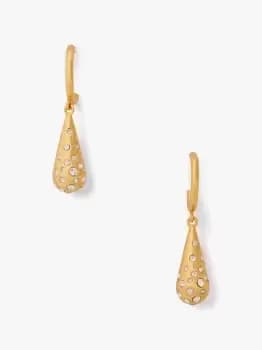 Kate Spade Rain Drop Huggies, Clear/Gold, One Size